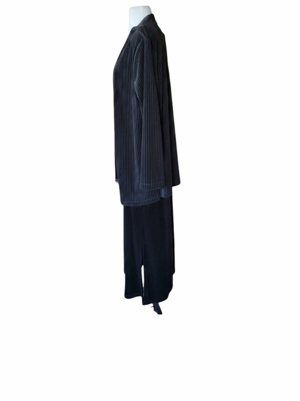 Late 80s/90s Colon Wear Black Velour Slip Maxi Dress & Matching Ribbed Jacket Se - Picture 3 of 8
